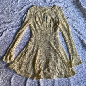 Free People Lace Sheerling Dress in Cream